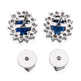 Vintage 14k White Gold 2.10tcw Sapphire and Diamond Halo Earring Studs
