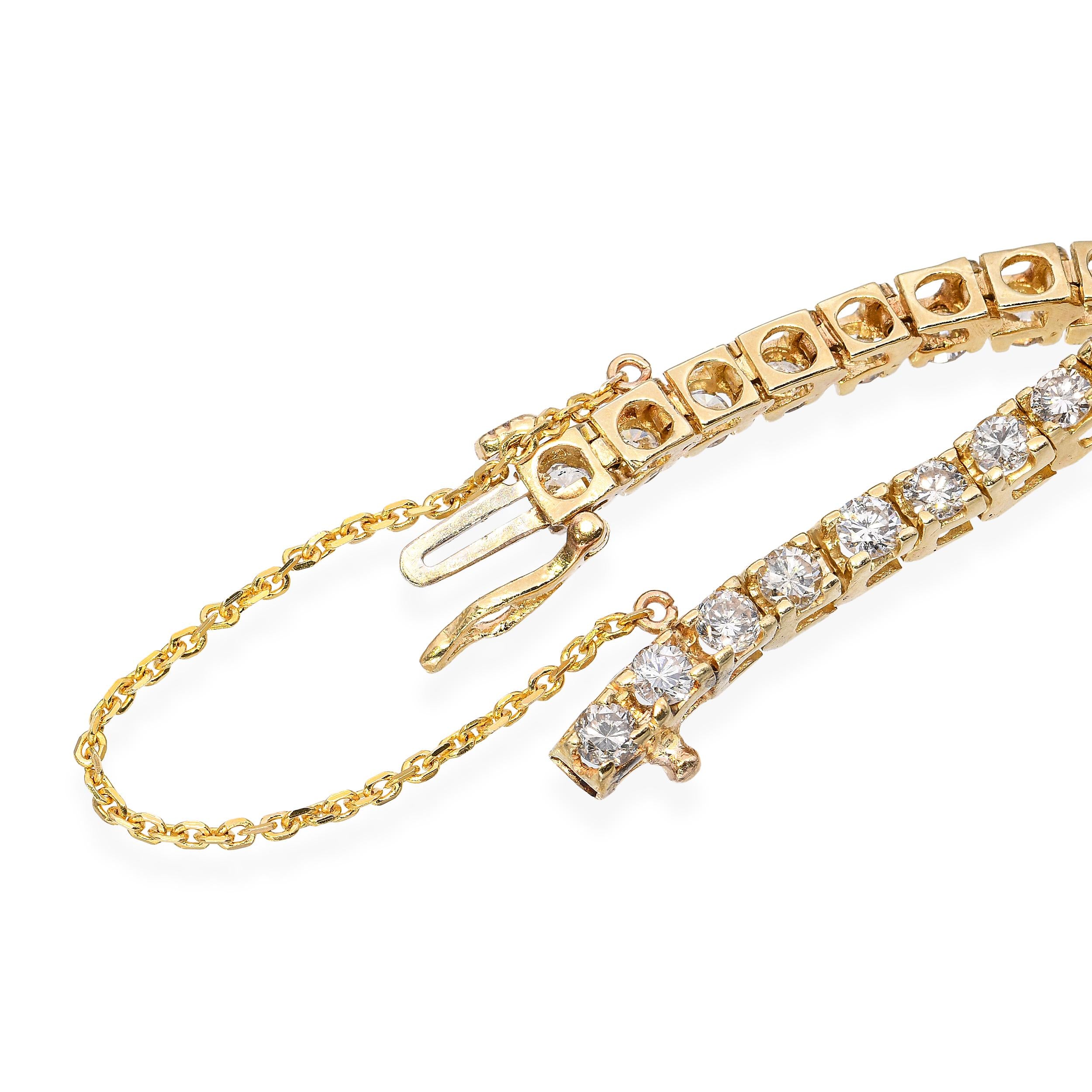 Vintage 14k Yellow Gold 3.3tcw Diamond Tennis Bracelet