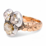 Antique Georgian 15k Rose Gold & Silver Topped Rose Cut Foilback Ring