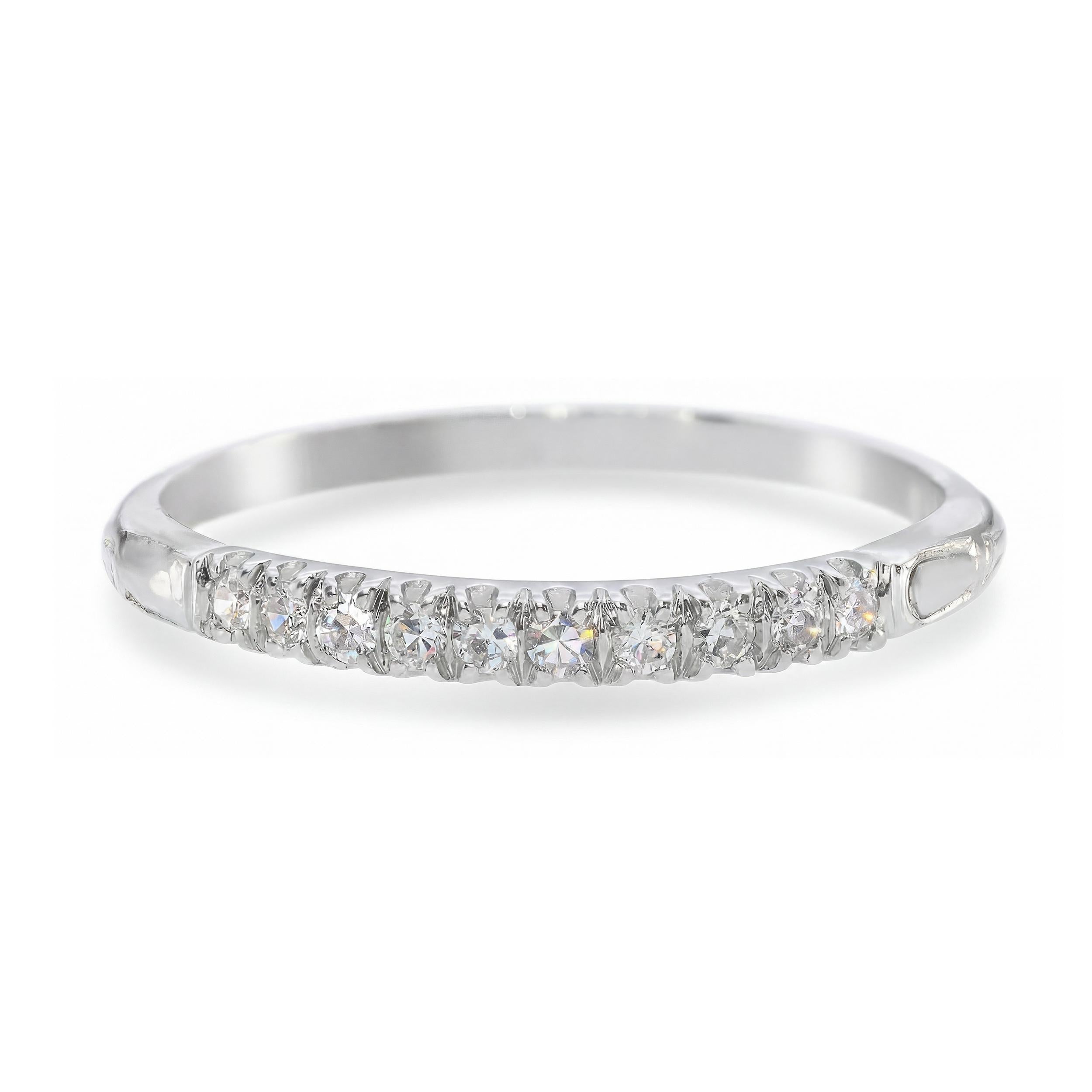 Vintage Platinum Diamond Half Band Ring