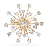 Vintage Yellow Gold 2.37tcw Diamond Starburst Brooch
