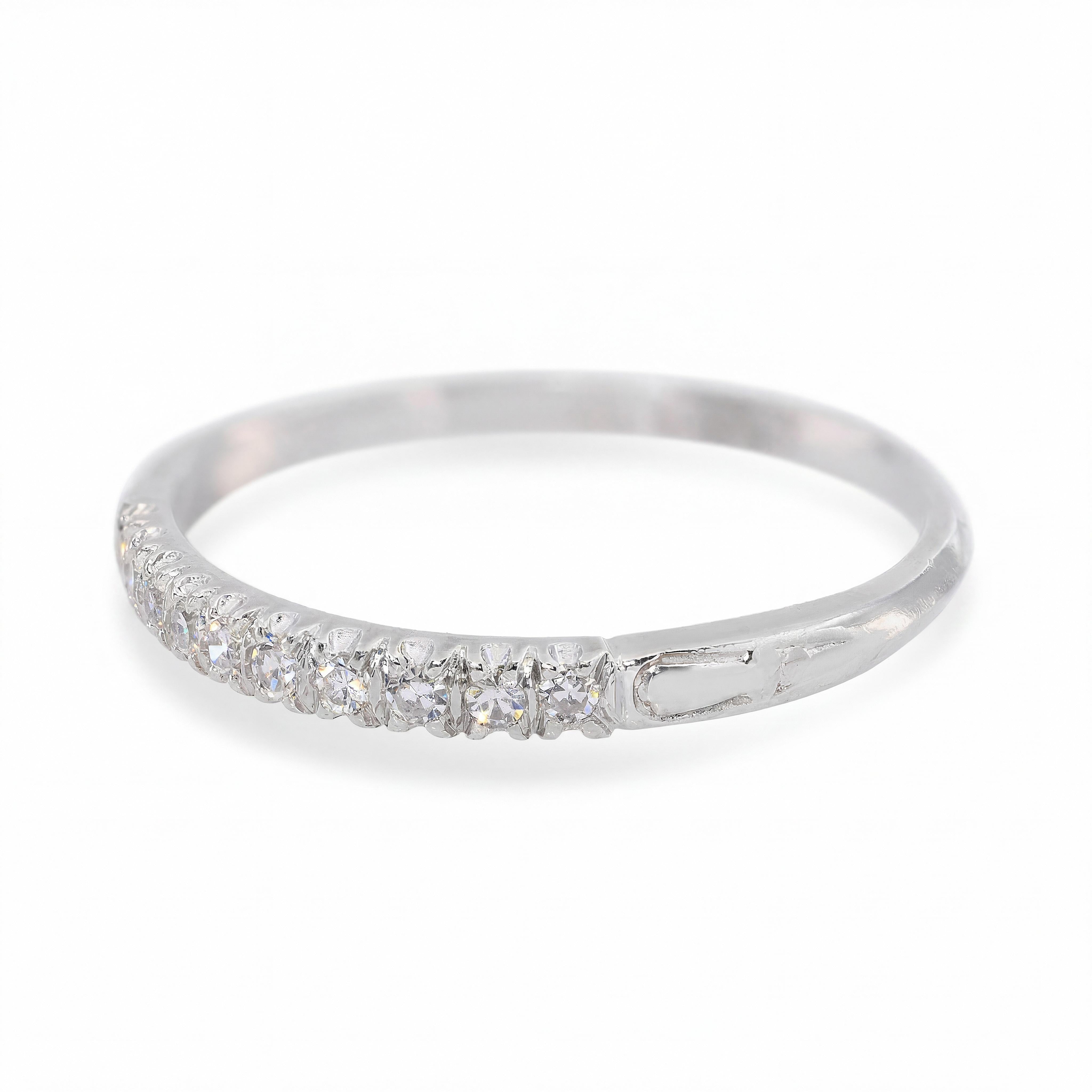 Vintage Platinum Diamond Half Band Ring