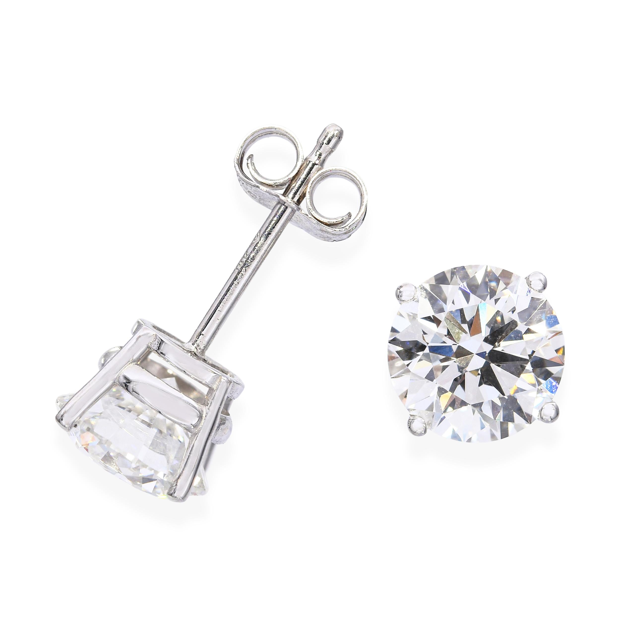 14k White Gold IGI 3.06ctw Lab Grown Diamond Stud Earrings