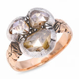 Antique Georgian 15k Rose Gold & Silver Topped Rose Cut Foilback Ring