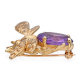 Vintage 14k Yellow Gold Amethyst Bumblebee Brooch
