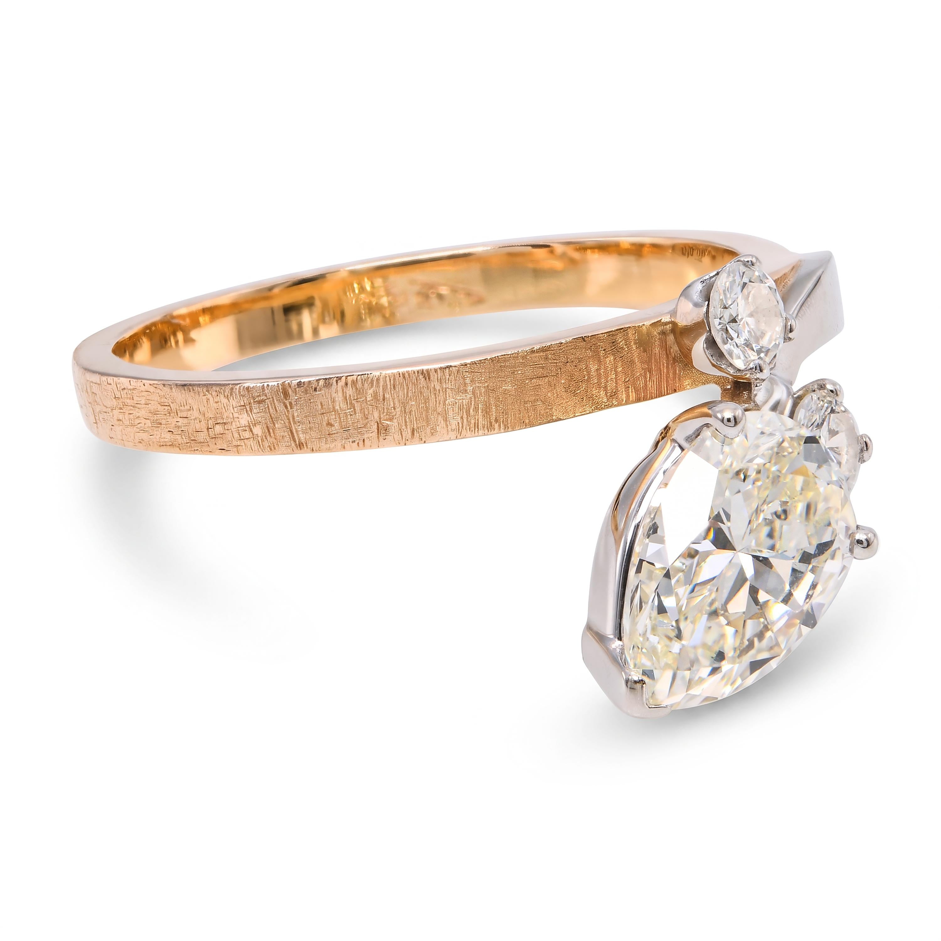 Vintage Yellow Gold 1.15ctw Diamond Bypass Ring