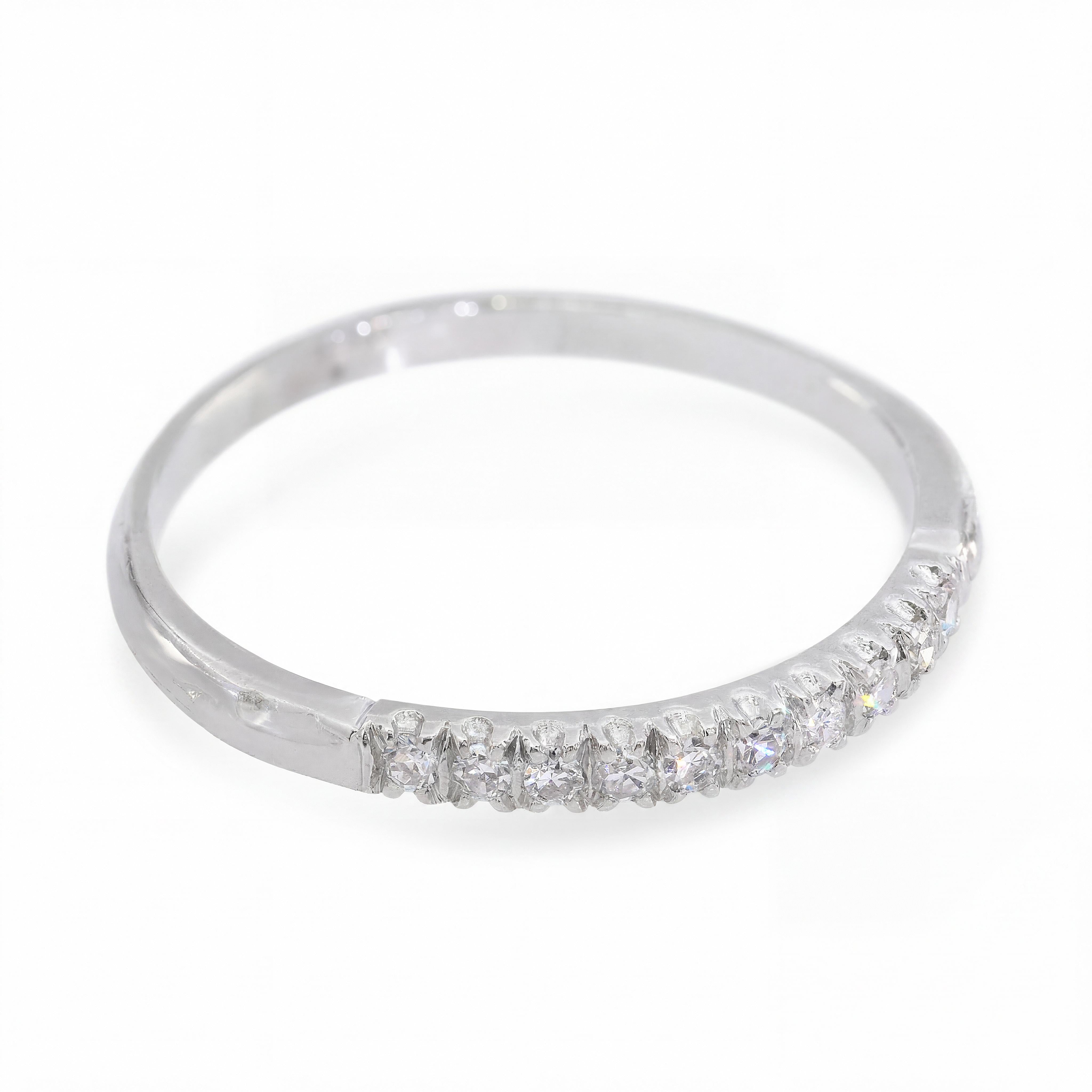 Vintage Platinum Diamond Half Band Ring