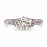 Vintage Le Reine 17k White Gold .93ct Old Euro Diamond Engagement Ring