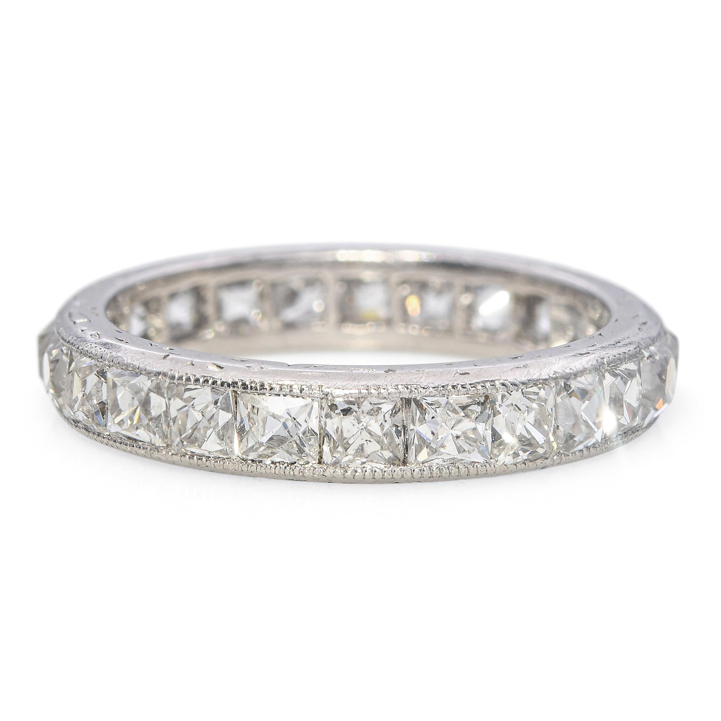 Antique Platinum 2.0tcw French Cut Diamond Eternity Band
