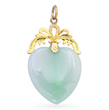 Vintage 10k Yellow Gold Jadeite Heart Pendant