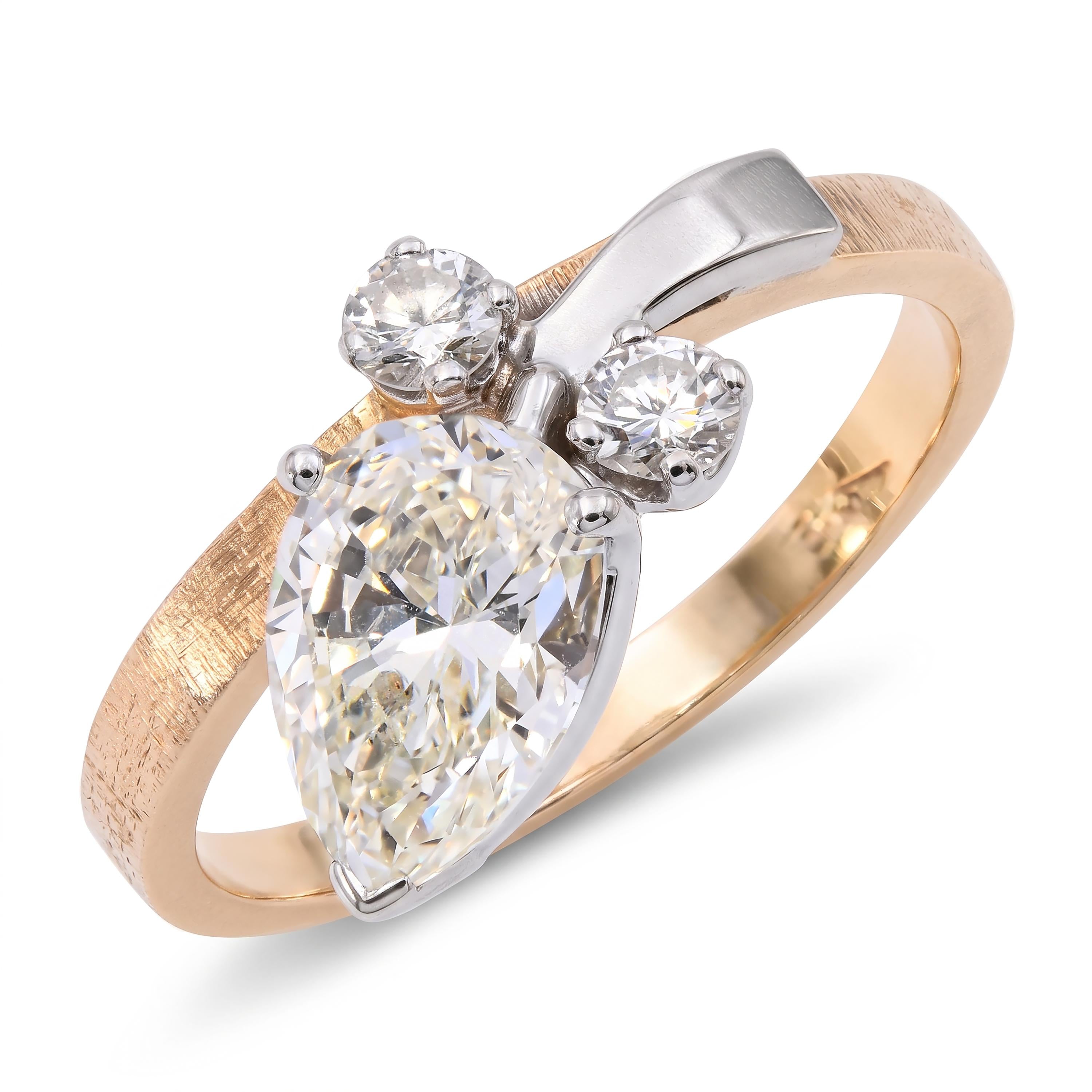 Vintage Yellow Gold 1.15ctw Diamond Bypass Ring