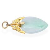 Vintage 10k Yellow Gold Jadeite Heart Pendant