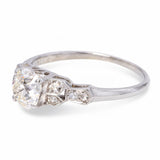 Vintage Le Reine 17k White Gold .93ct Old Euro Diamond Engagement Ring