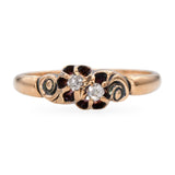 Antique 14k Yellow Gold Old Mine Cut Diamond Swirl Motif Ring