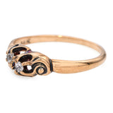 Antique 14k Yellow Gold Old Mine Cut Diamond Swirl Motif Ring