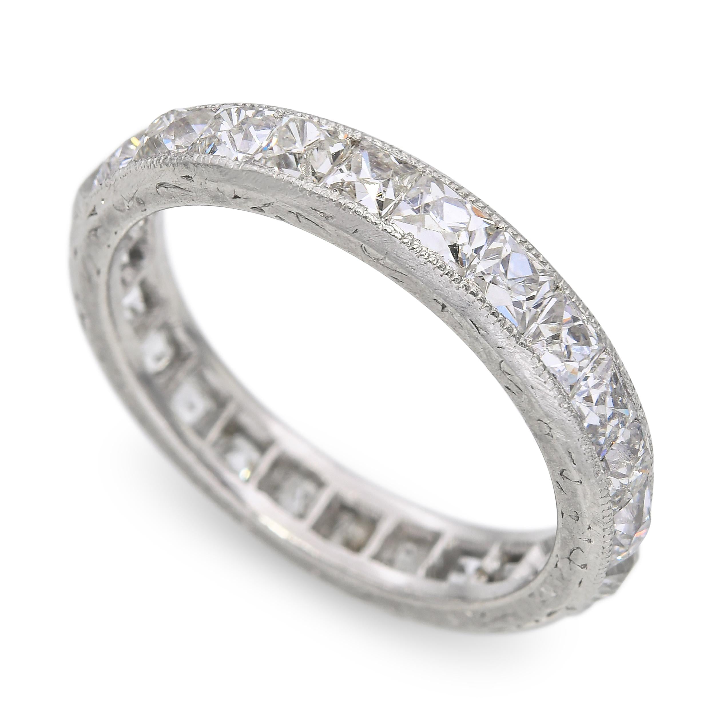 Antique Platinum 2.0tcw French Cut Diamond Eternity Band