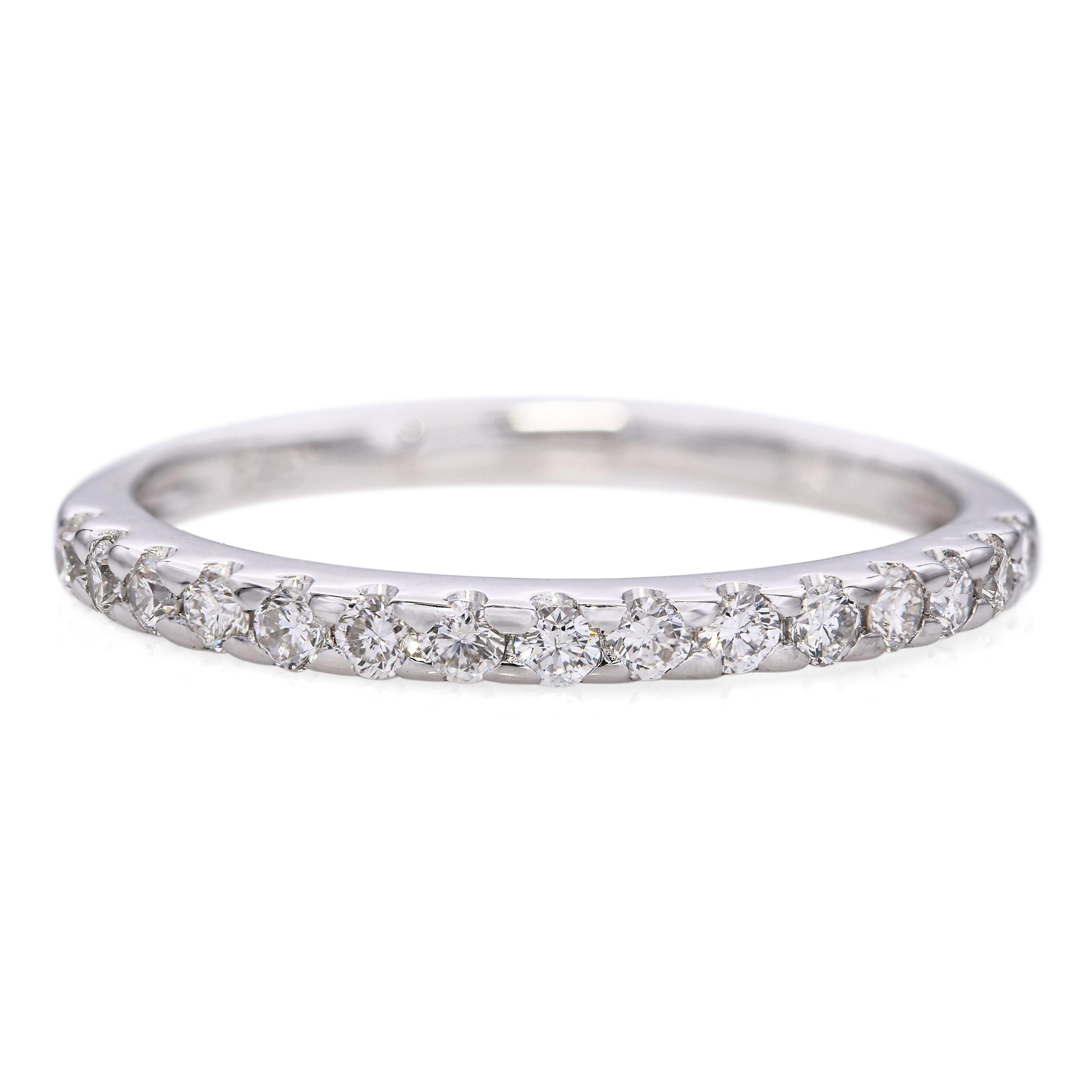 Vintage 18k White Gold 0.225tcw Diamond Half Pave Band Ring