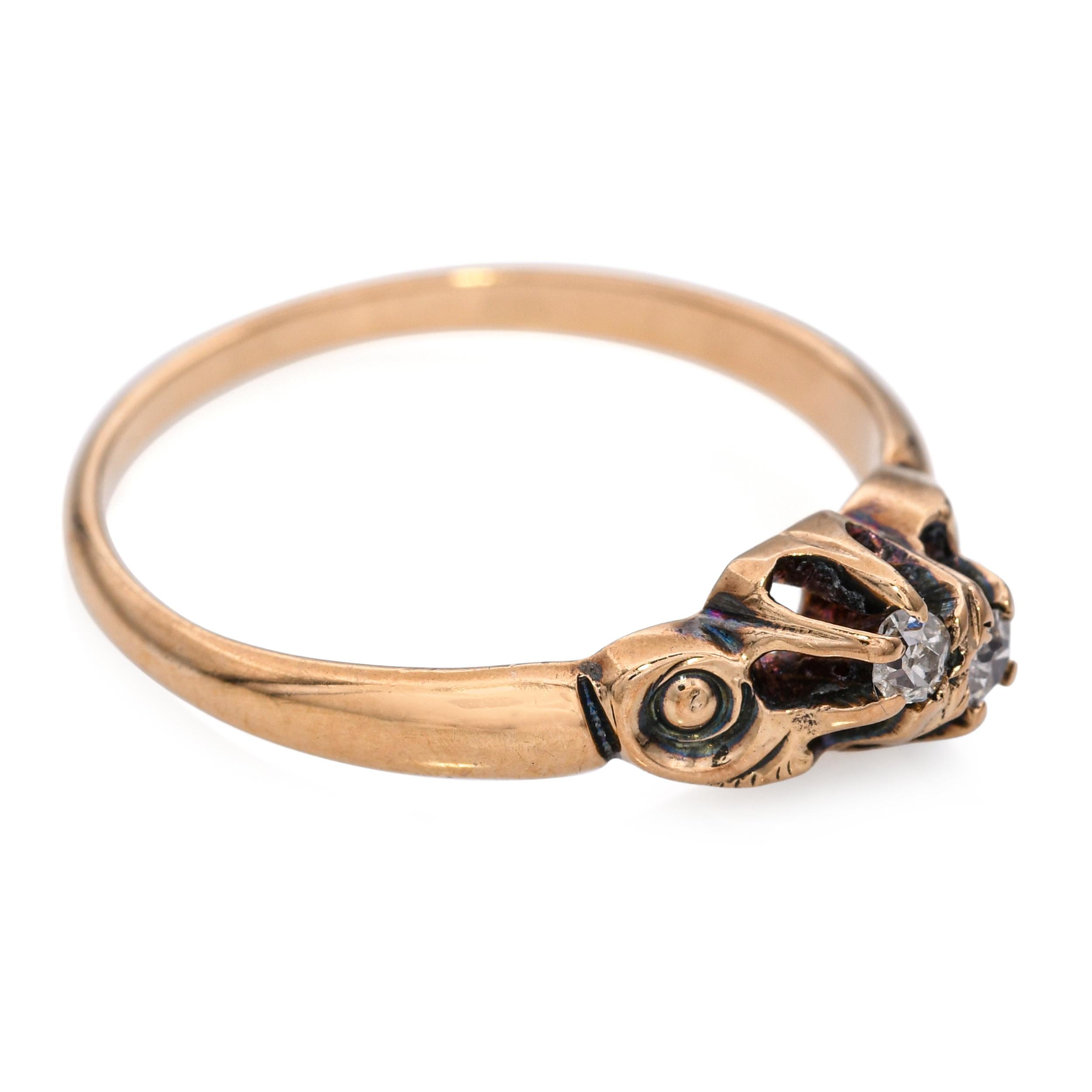 Antique 14k Yellow Gold Old Mine Cut Diamond Swirl Motif Ring