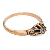 Antique 14k Yellow Gold Old Mine Cut Diamond Swirl Motif Ring