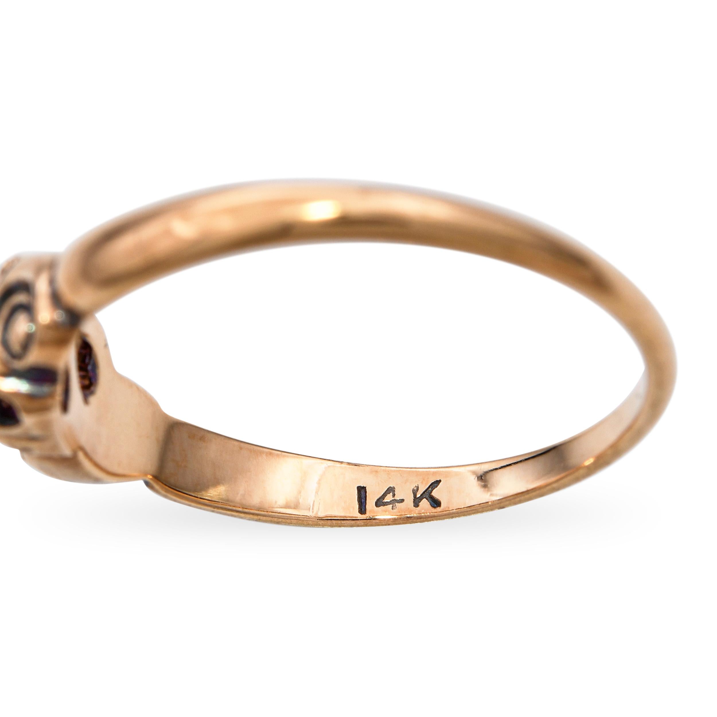 Antique 14k Yellow Gold Old Mine Cut Diamond Swirl Motif Ring