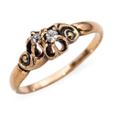 Antique 14k Yellow Gold Old Mine Cut Diamond Swirl Motif Ring