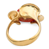 Vintage 18k Yellow Gold Red Coral Floral Ring