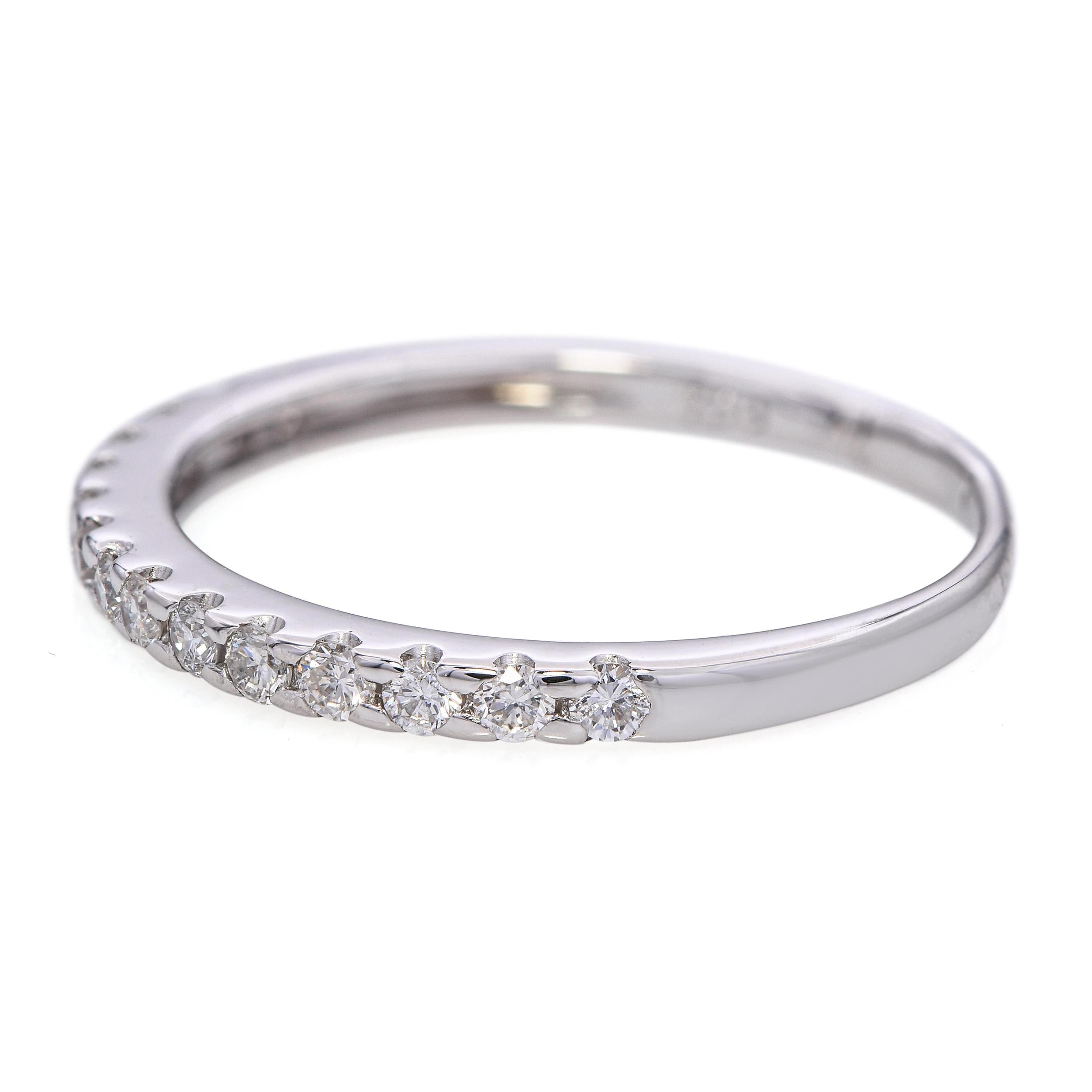 Vintage 18k White Gold 0.225tcw Diamond Half Pave Band Ring