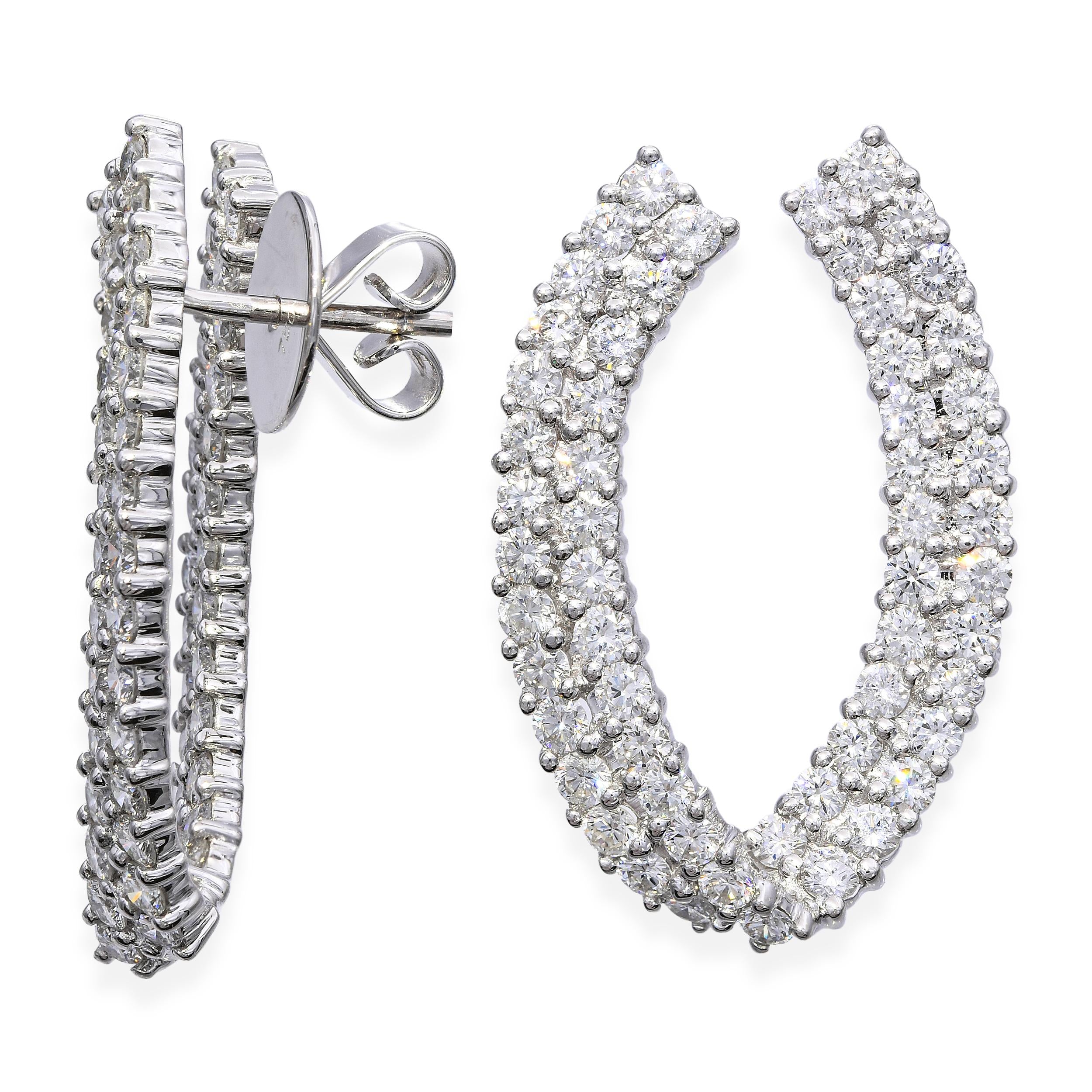 Vintage White Gold 6.72tcw Diamond Statement Earrings