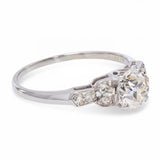 Vintage Le Reine 17k White Gold .93ct Old Euro Diamond Engagement Ring