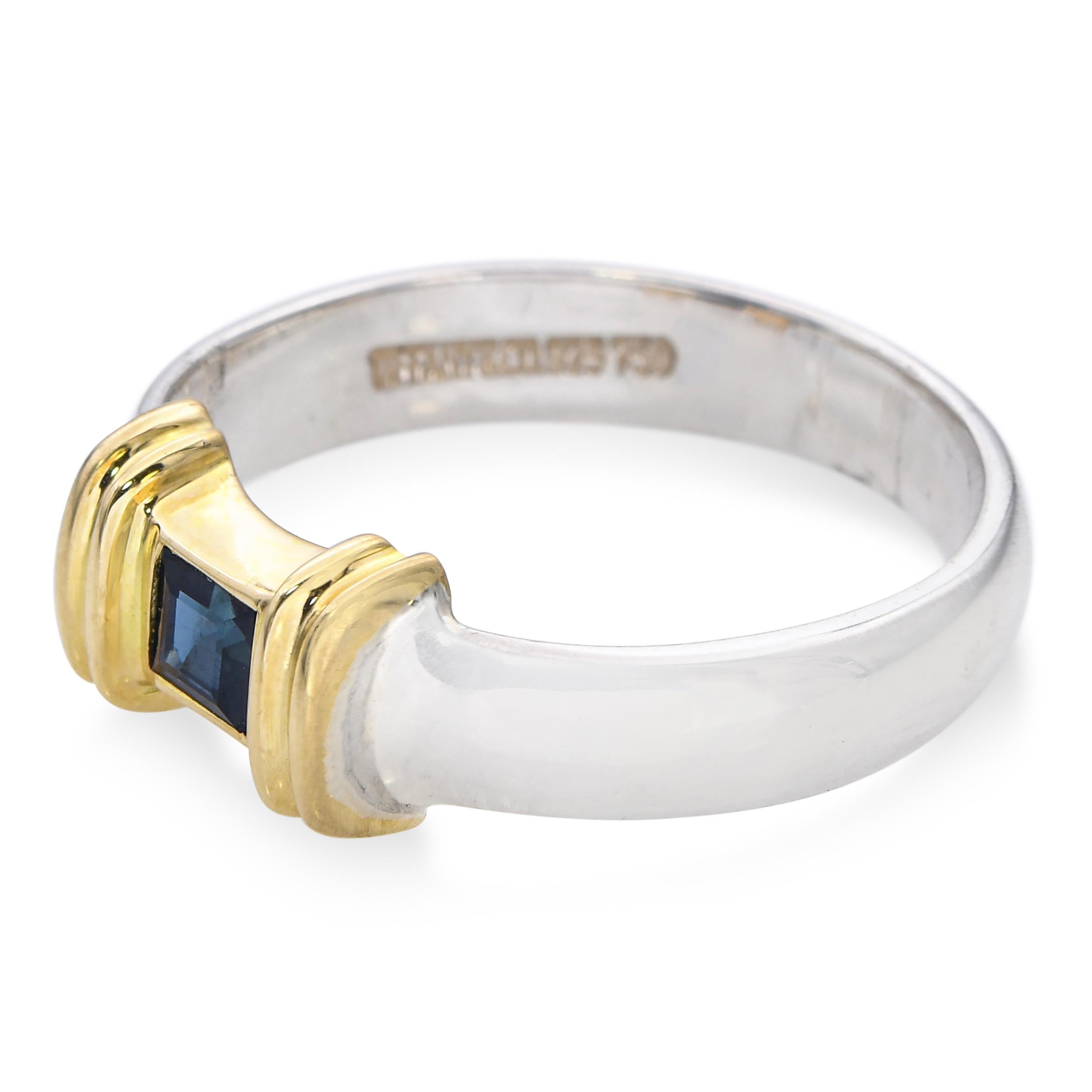 Tiffany & Co. 18k Yellow Gold and Sterling Silver Sapphire Ring