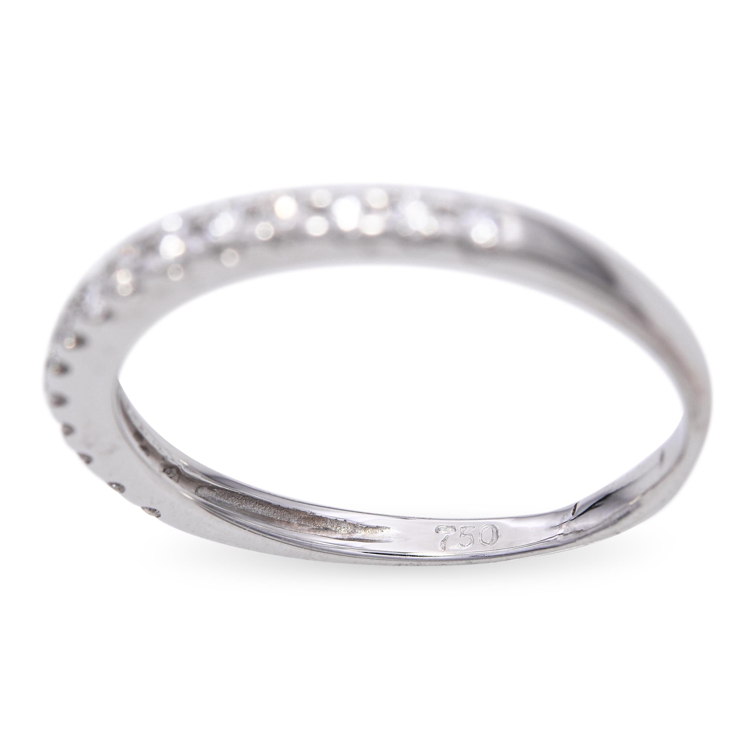 Vintage 18k White Gold 0.225tcw Diamond Half Pave Band Ring