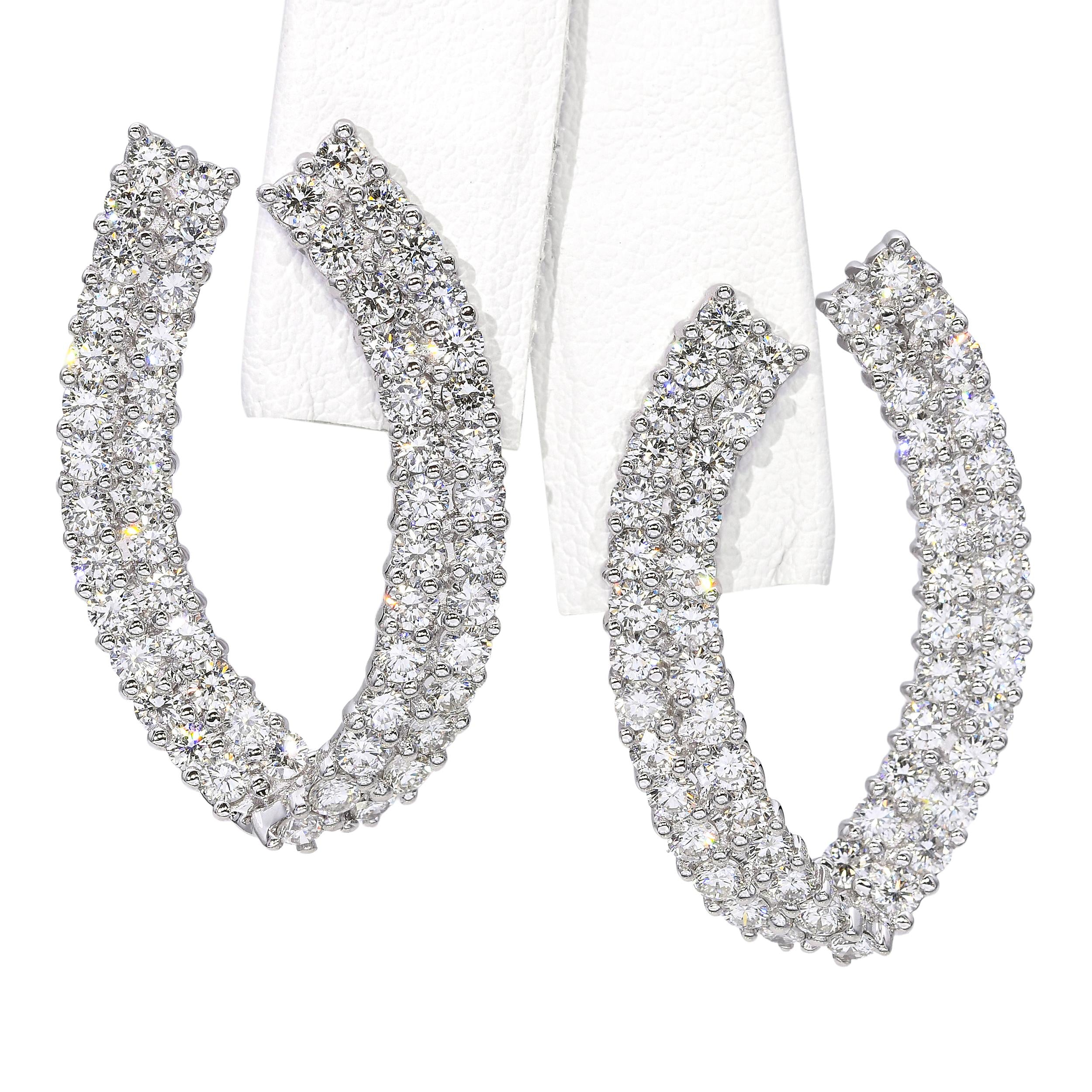 Vintage White Gold 6.72tcw Diamond Statement Earrings