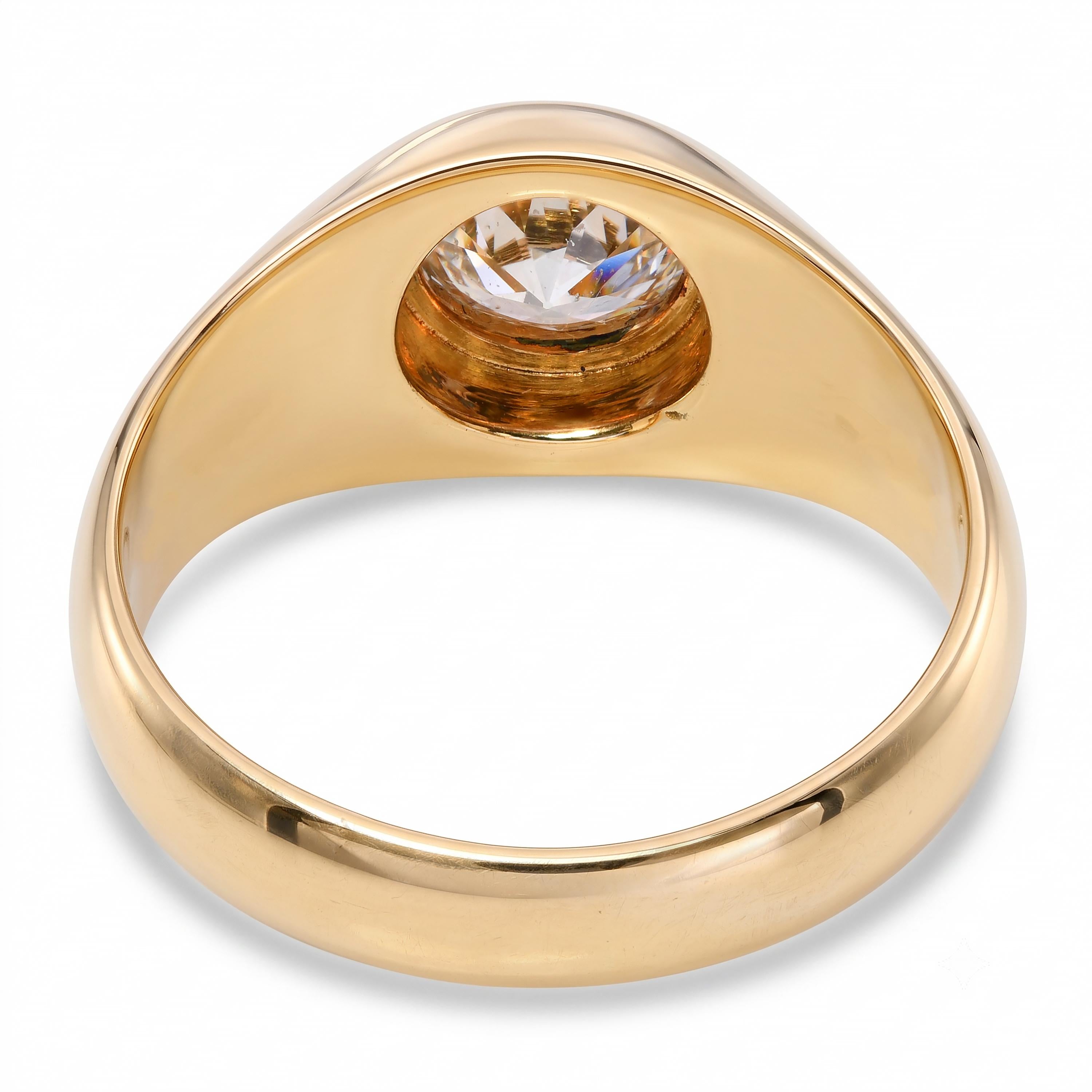 Antique 14k Yellow Gold .82ct Old European Diamond Gypsy Ring