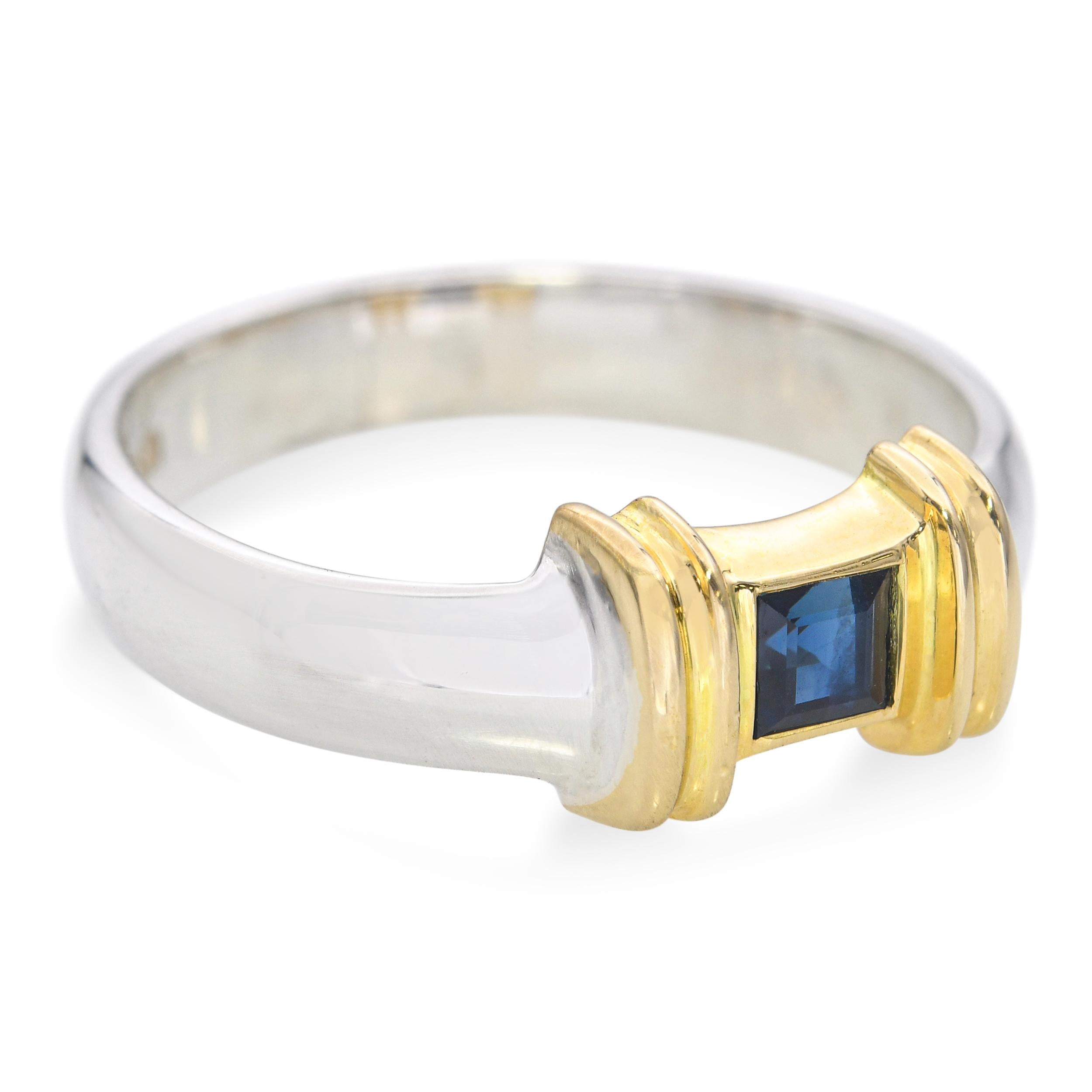 Tiffany & Co. 18k Yellow Gold and Sterling Silver Sapphire Ring