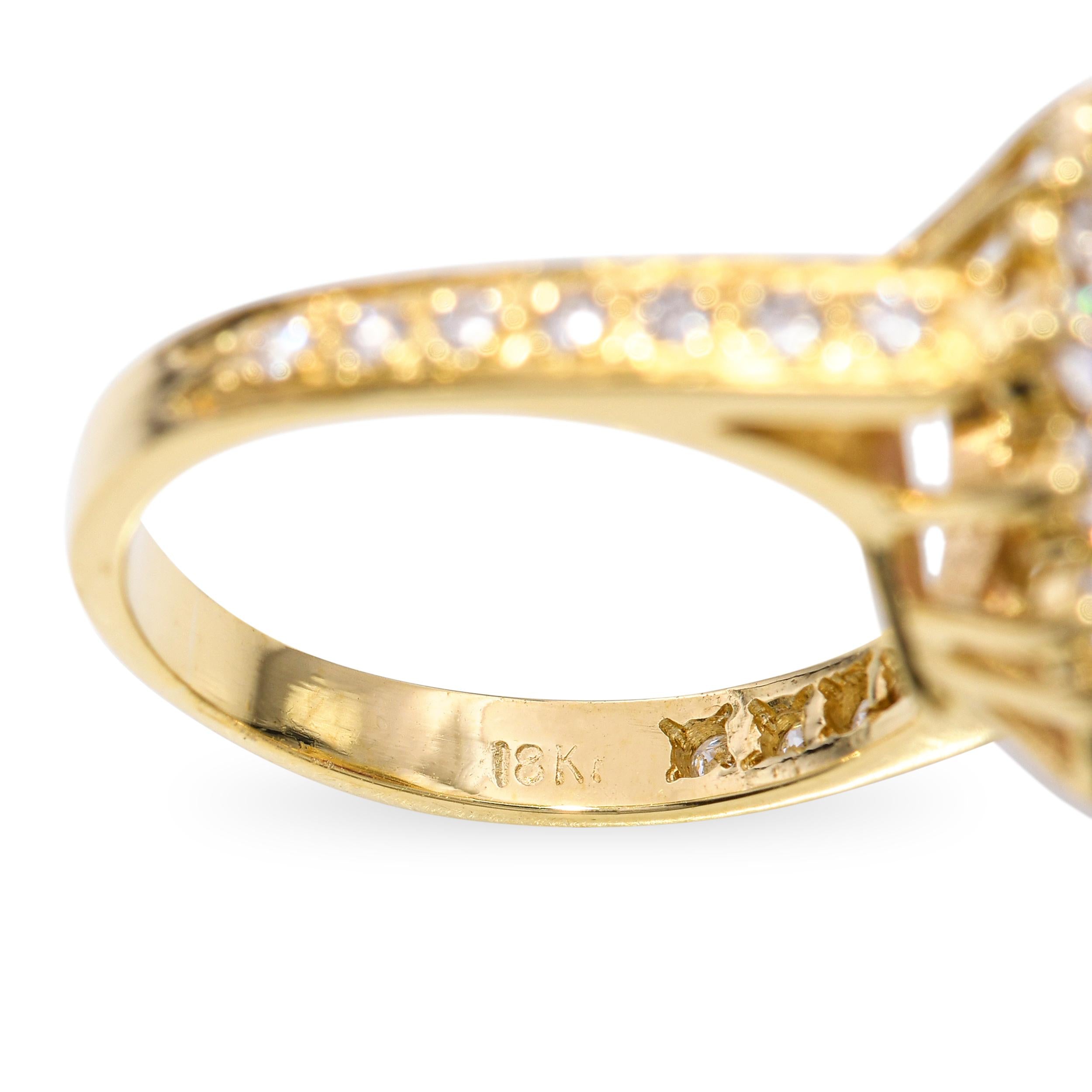 Vintage 18k Yellow Gold Ruby and Diamond Halo Ring
