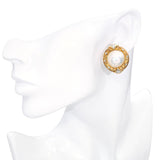 Vintage 14k Yellow Gold Mabe Pearl and Diamond Earrings