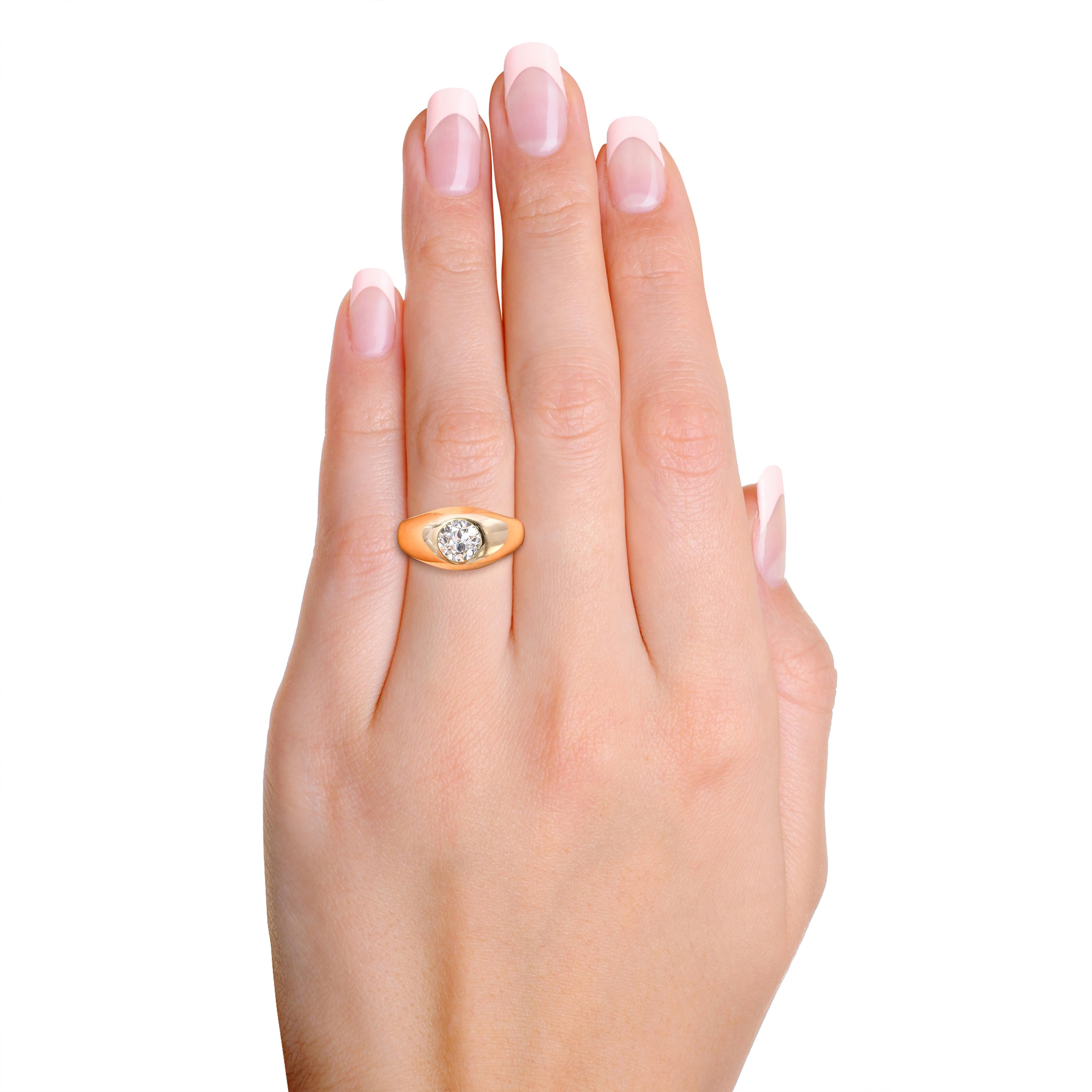 Antique 14k Yellow Gold .82ct Old European Diamond Gypsy Ring
