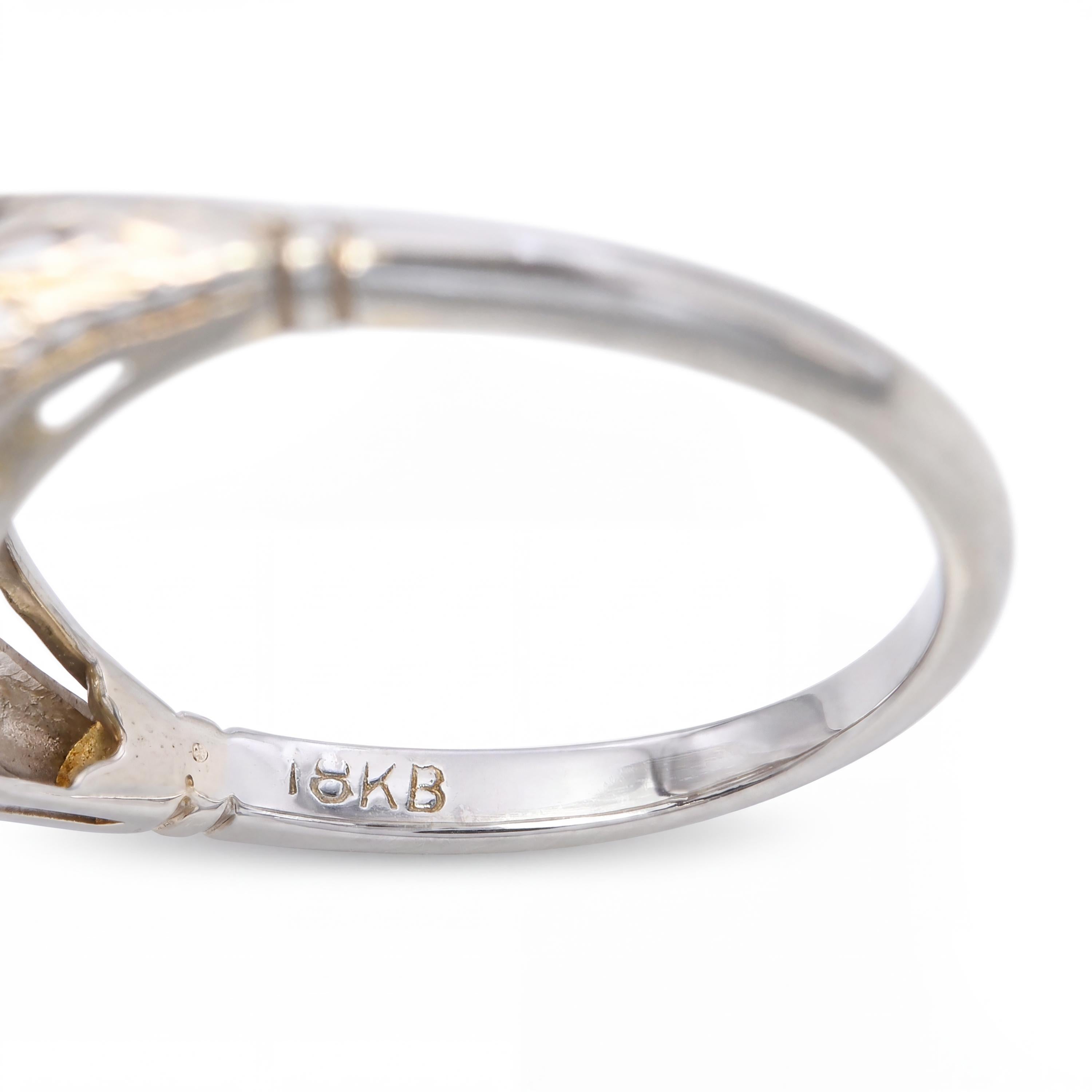 Antique 18k White Gold .47ct Old Mine Cut Diamond Ring