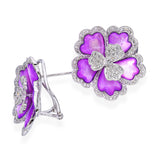 18k White Gold Mother of Pearl & 1.11tcw Diamond Flower Earrings