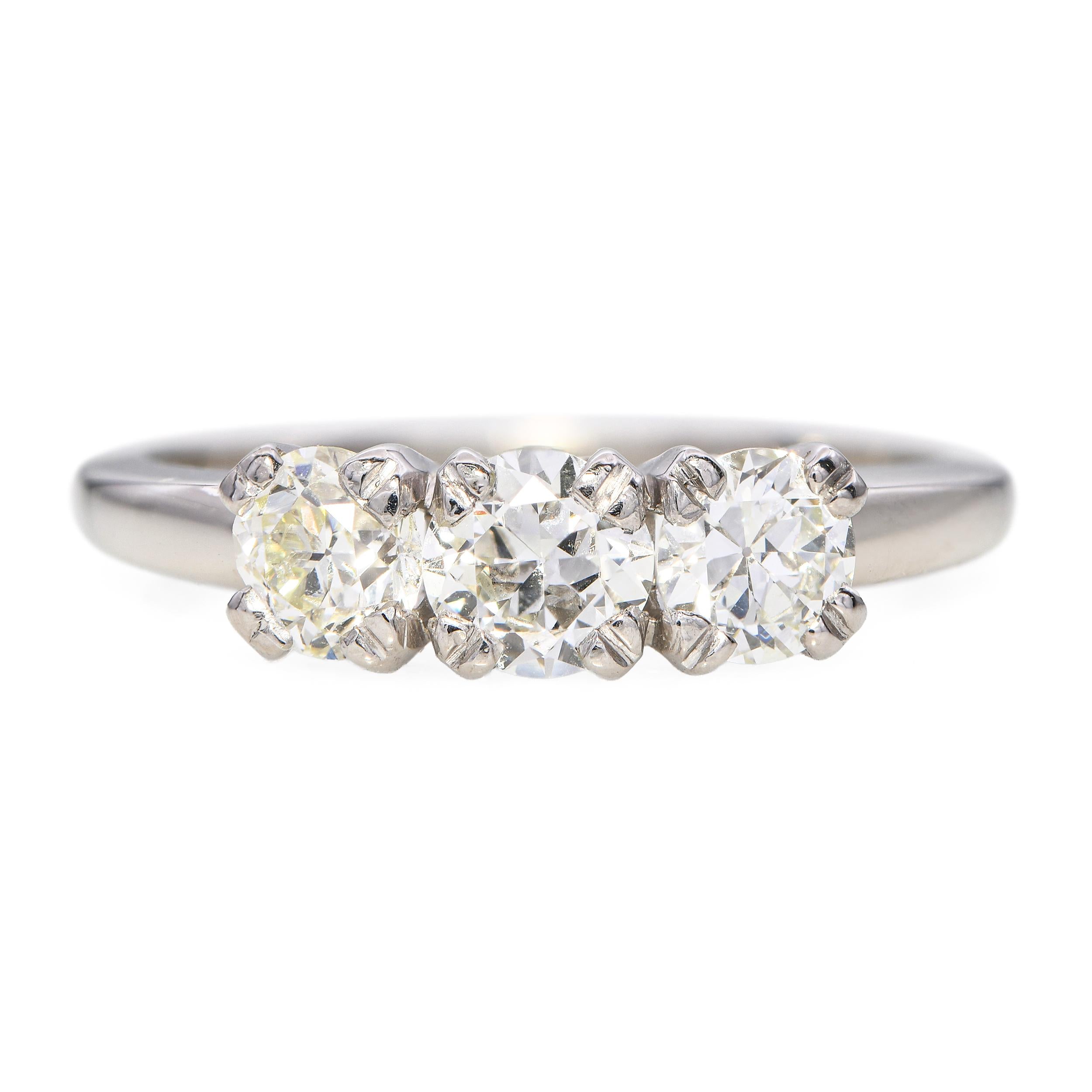 Vintage Palladium 0.85tcw Diamond Engagement Band Ring