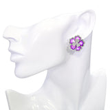 18k White Gold Mother of Pearl & 1.11tcw Diamond Flower Earrings
