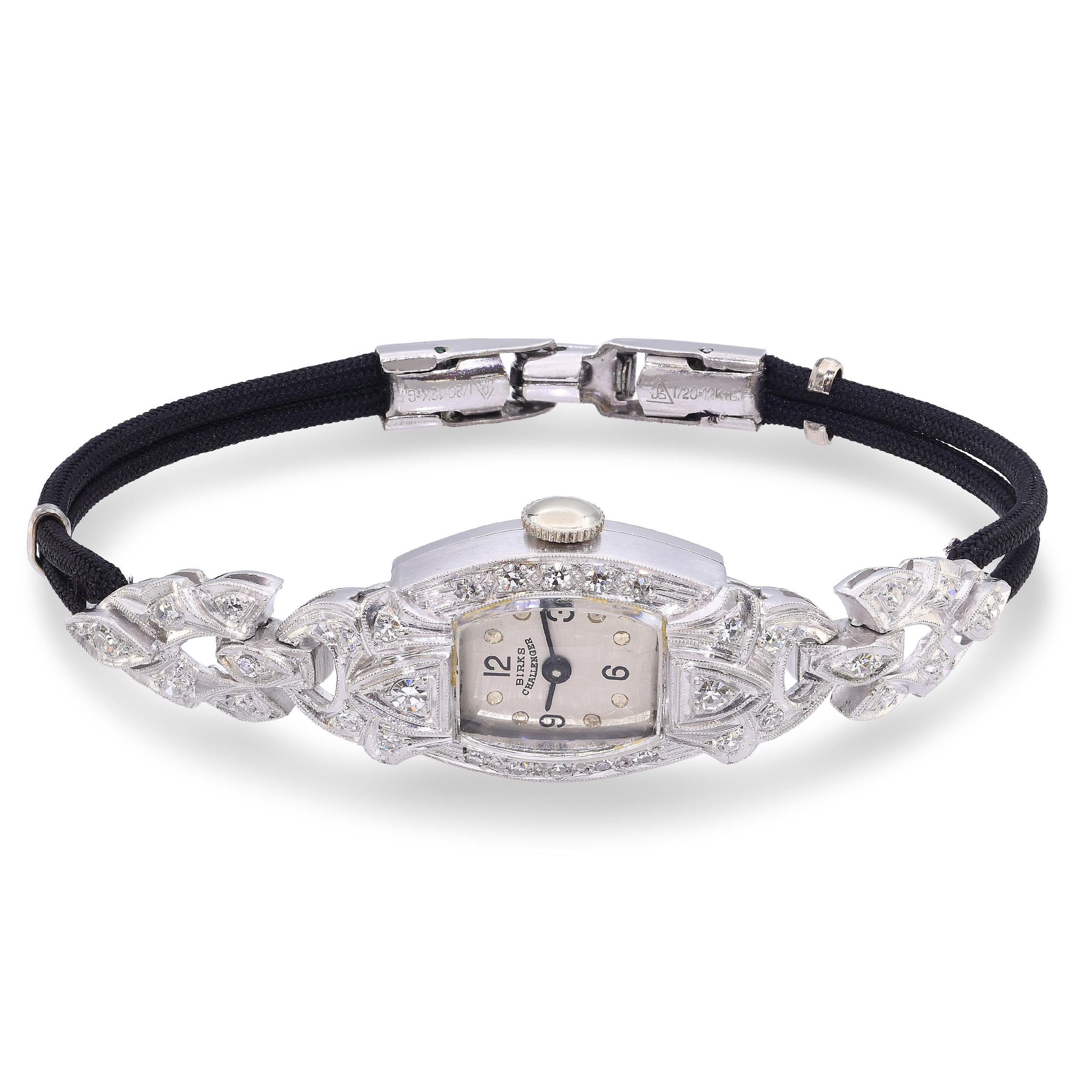 Vintage Platinum Eterna Birks Challenger Diamond Ladies Watch