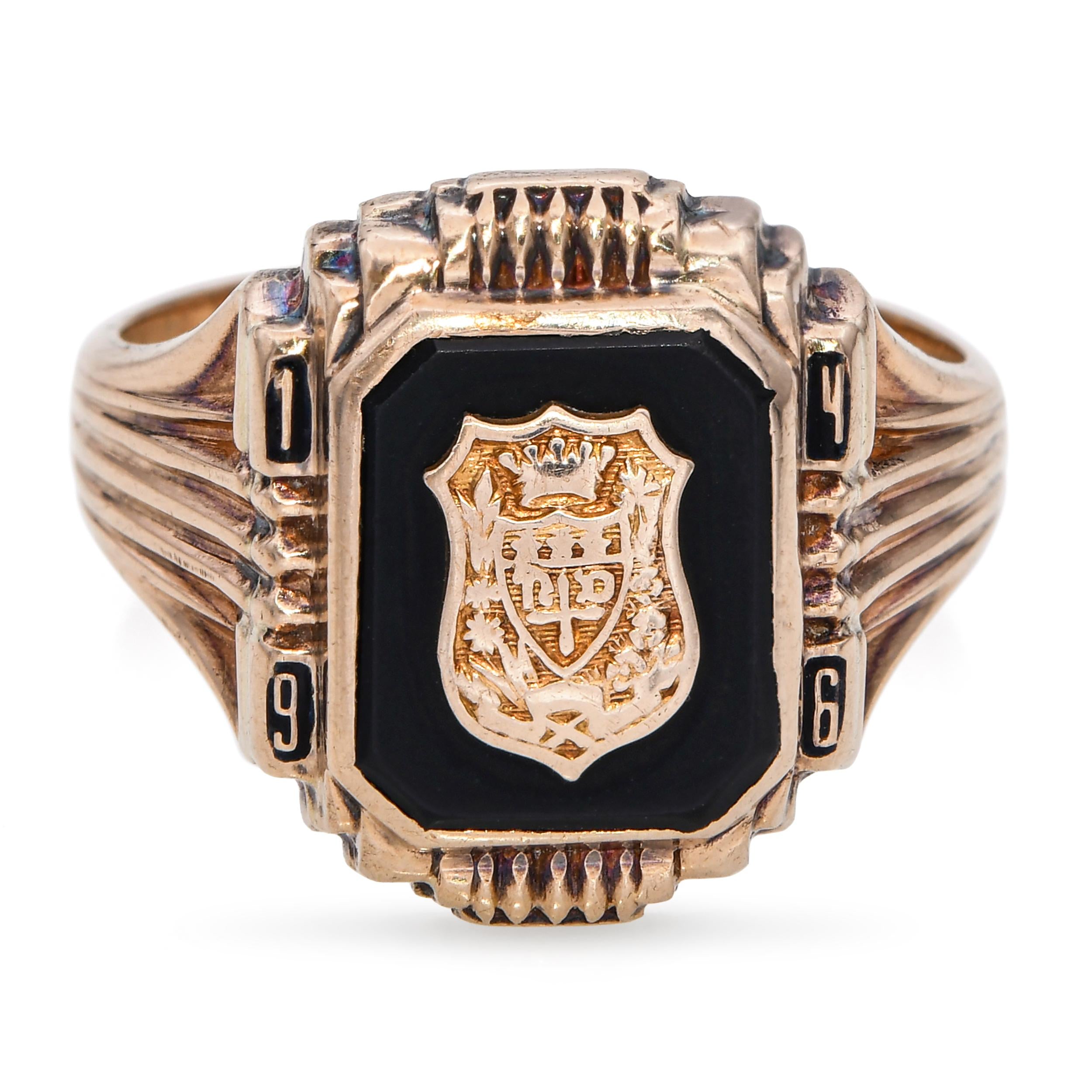 Vintage 1946 10k Yellow Gold Notre Dame College Ring