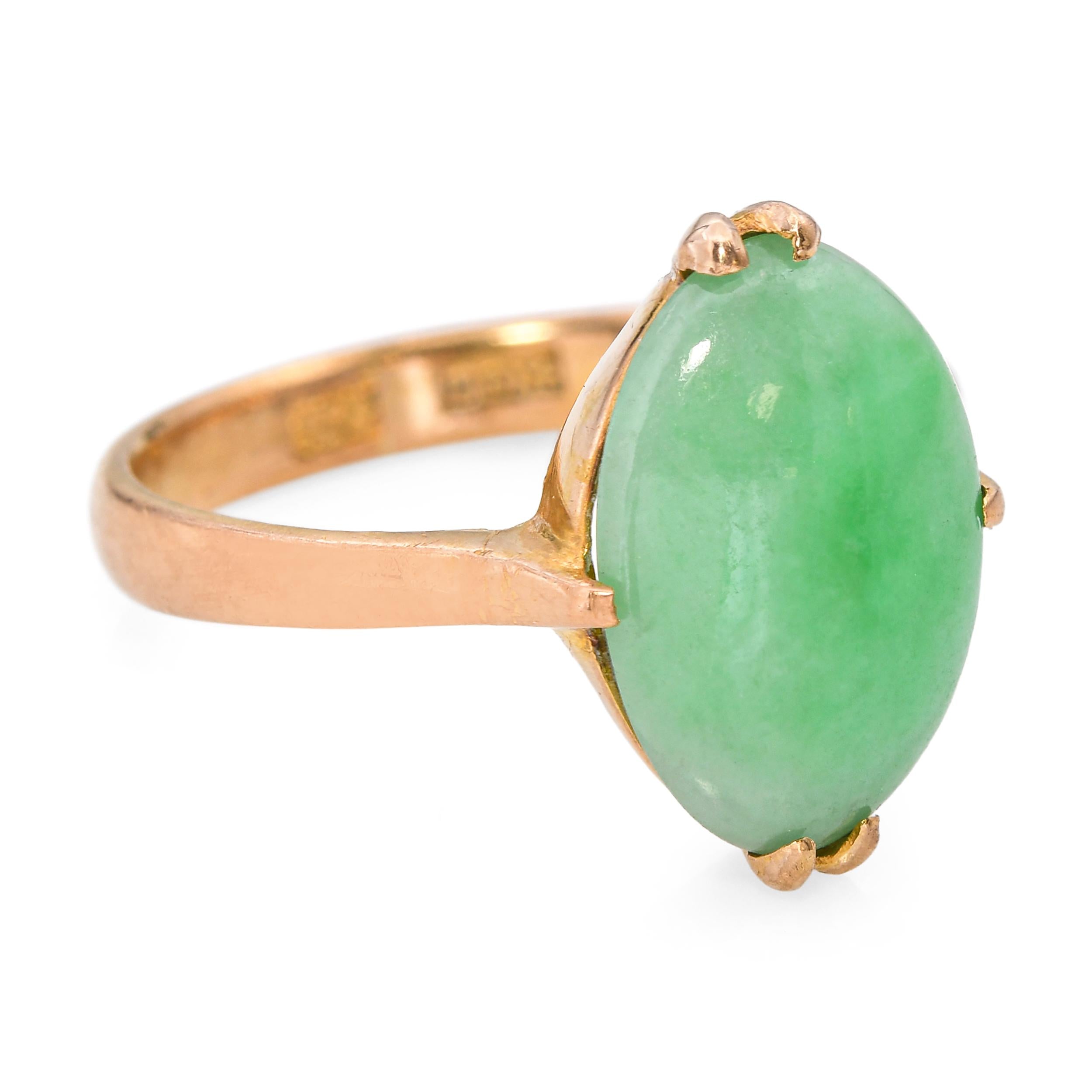 Vintage 21k Yellow Gold Green Jadeite Jade Ring