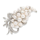 Vintage 13k White Gold Pearl and 3.01ctw Diamond Grape Cluster Brooch