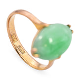 Vintage 21k Yellow Gold Green Jadeite Jade Ring