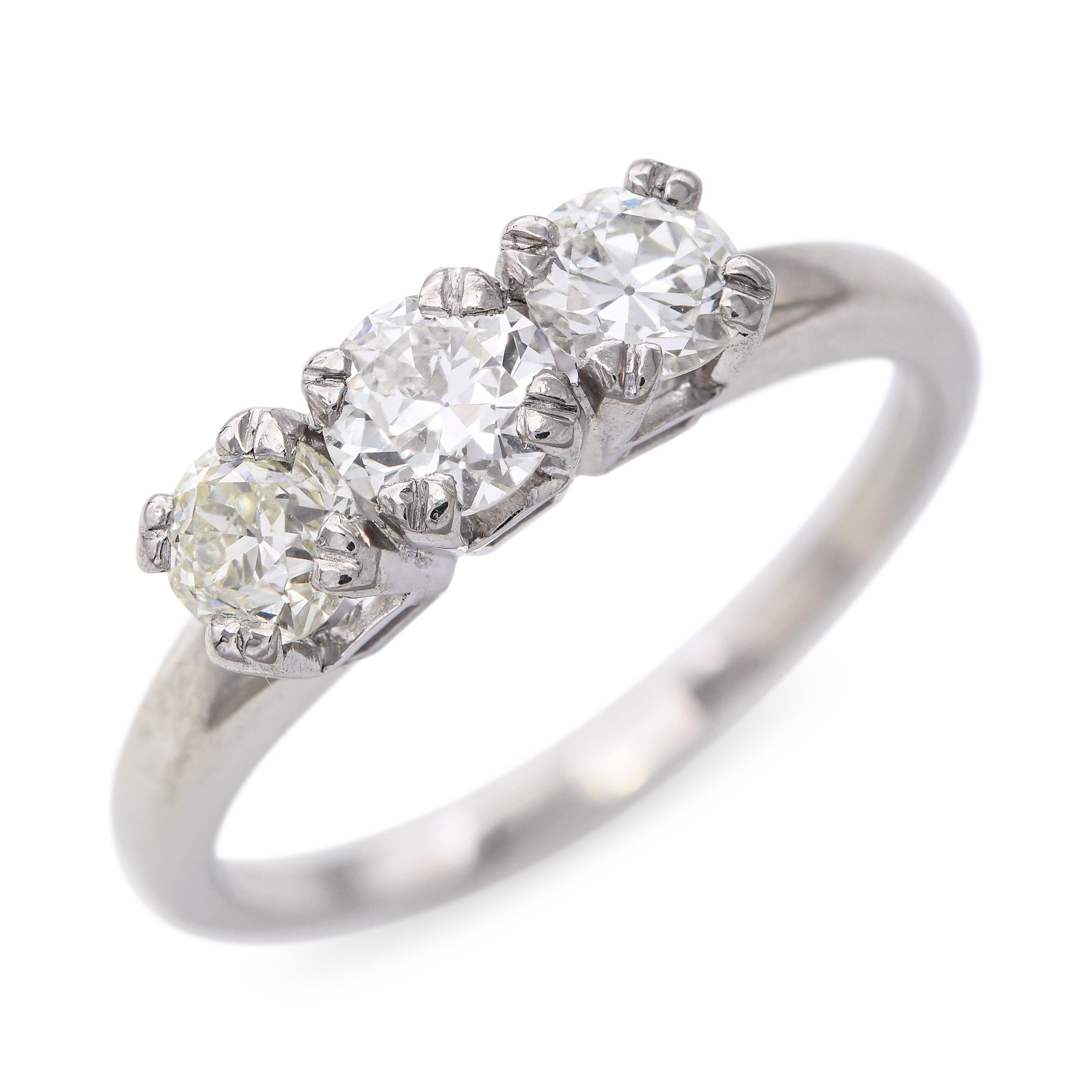 Vintage Palladium 0.85tcw Diamond Engagement Band Ring