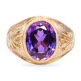 Vintage 18k Yellow Gold 1.81ct Synthetic Sapphire Dome Ring