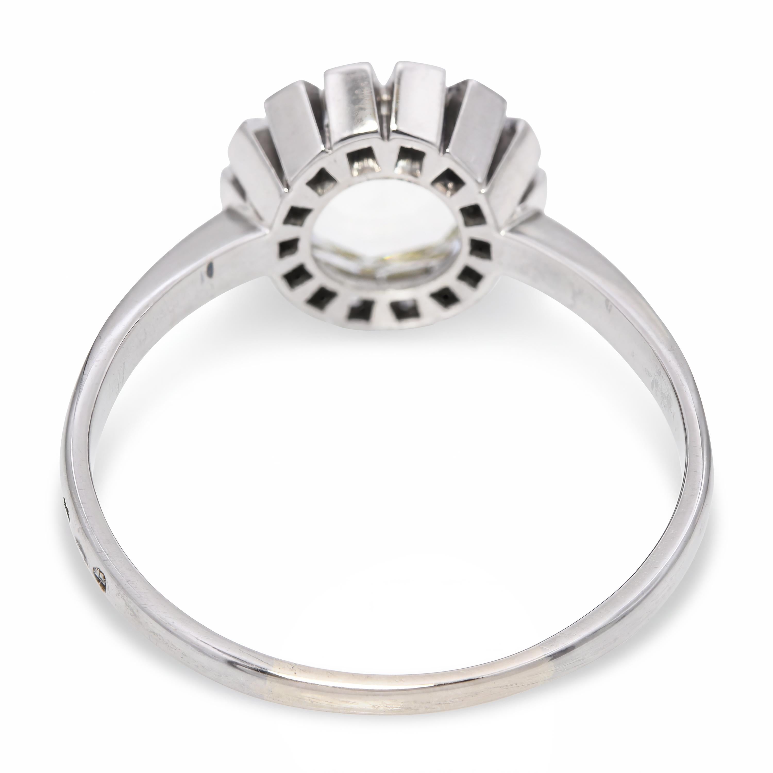 Vintage 18k White Gold GIA O-P IF 2.13ct Rose Cut Diamond Ring