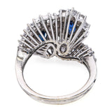 Vintage 14k White Gold Sapphire and Diamond Bypass Ring